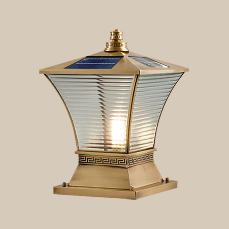 Modern Pillar Light Geometric LED Solar Lighting Fixture for Backyard