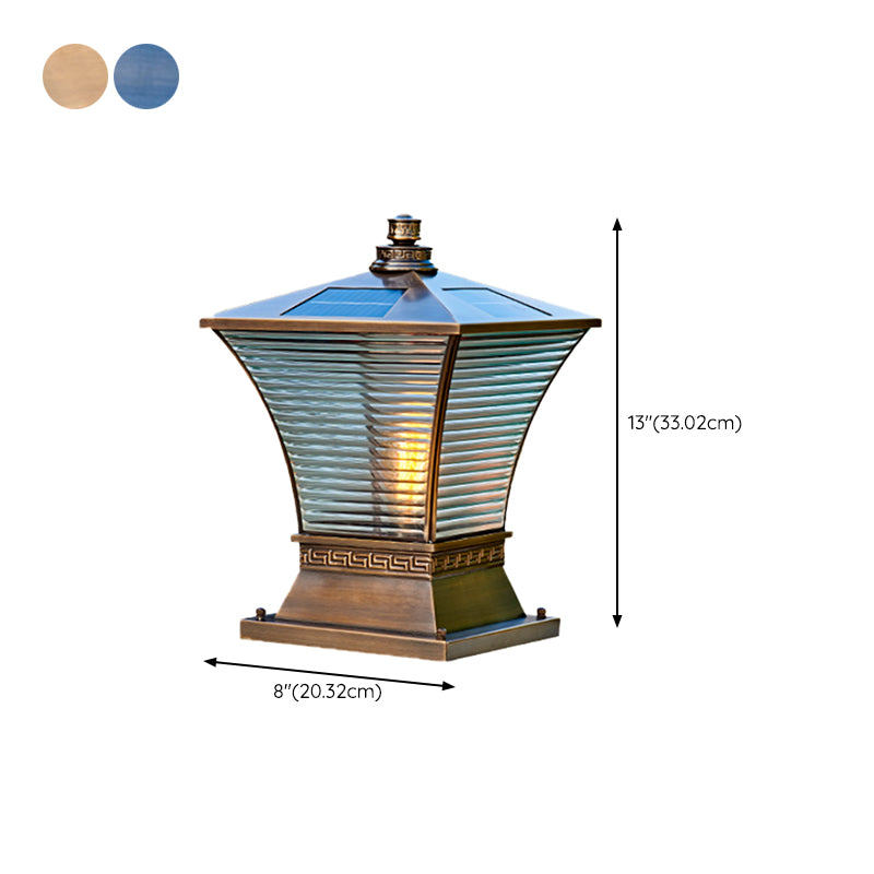 Modern Pillar Light Geometric LED Solar Lighting Fixture for Backyard