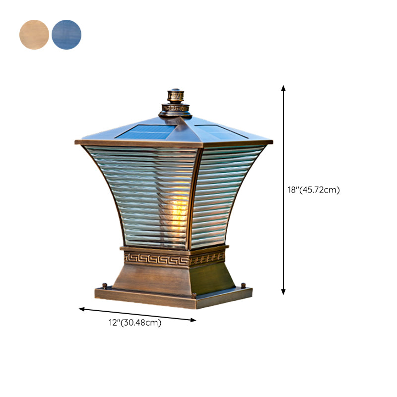 Modern Pillar Light Geometric LED Solar Lighting Fixture for Backyard