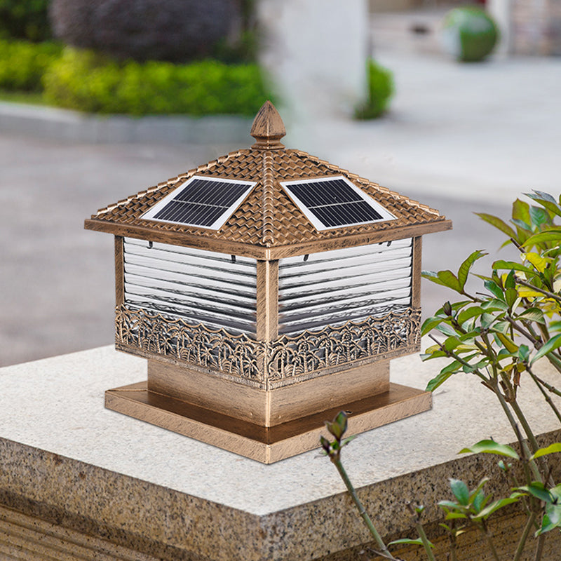 Contemporary Pillar Lighting Creative LED Solar Lighting Fixture for Backyard