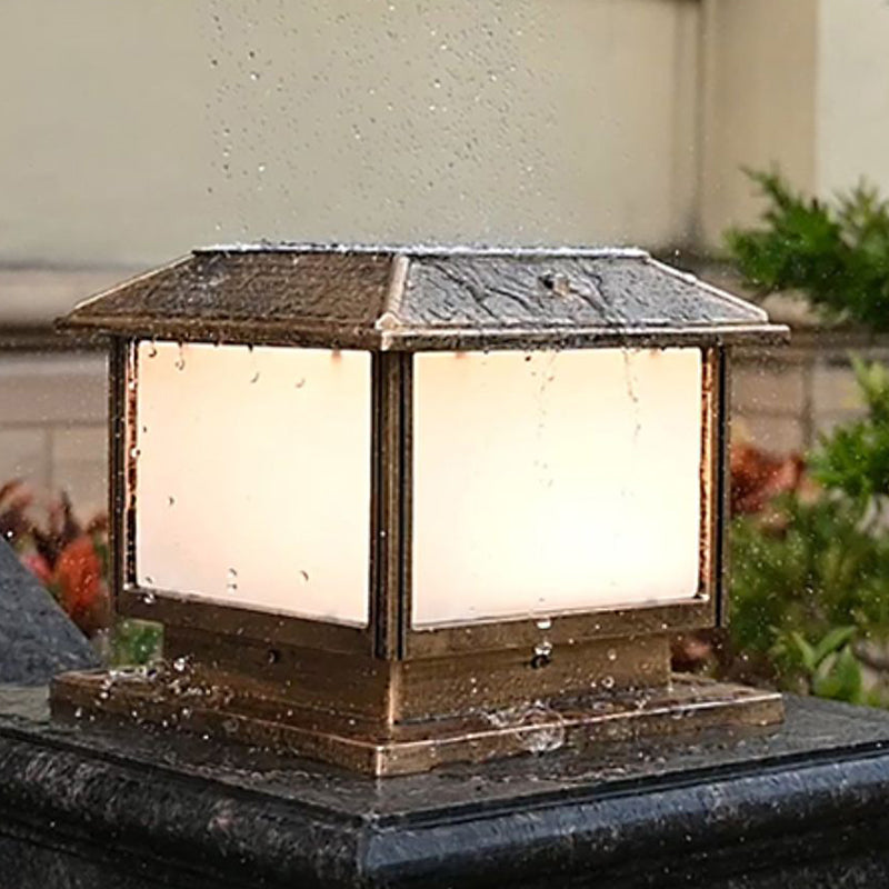 Golden/Black Outdoor Lights Waterproof Square Pillar Lamp for Garden
