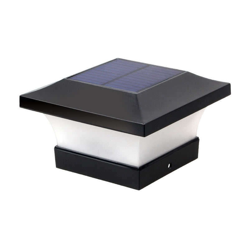 Black Square Pillar Lamp Outdoor Waterproof Solar Lights for Garden
