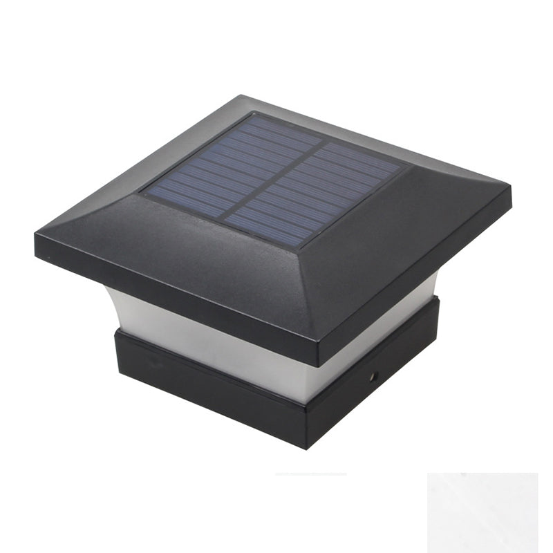 Black Square Pillar Lamp Outdoor Waterproof Solar Lights for Garden