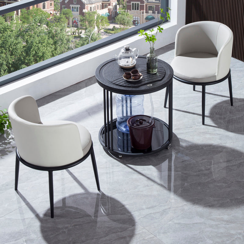 Black Stone Modern Dining Table Set 1/3 Pcs Patio Set for Small Places