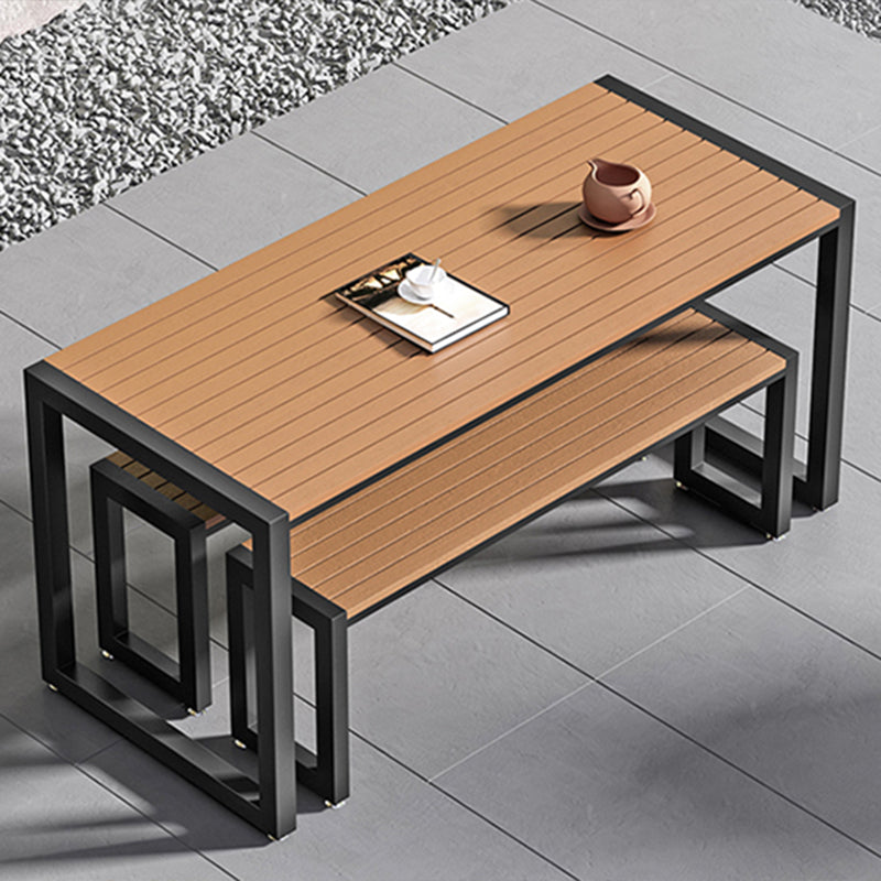 Faux Wood Dining Table Set Contemporary 1/3/5 Pcs Outdoor Dining Set