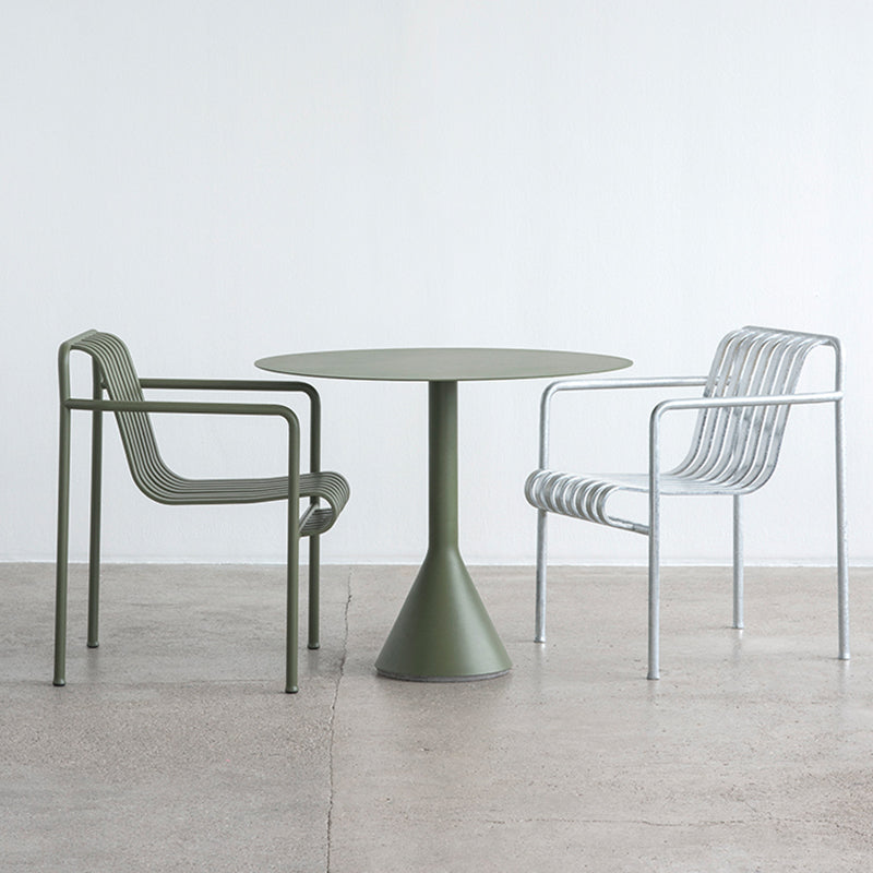 Metal Modern Round Patio Table Set 1/3 Pcs Green Outdoor Dining Set