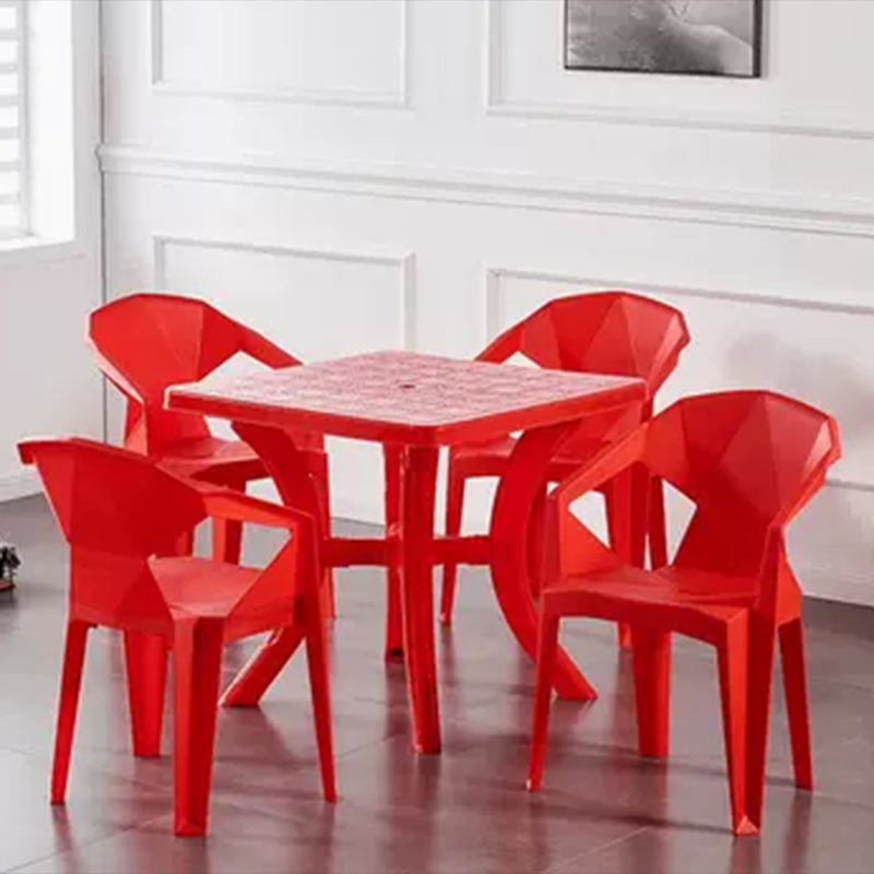 Contemporary Style Dining Set Plastic 1/5 Pcs Dining Table Set