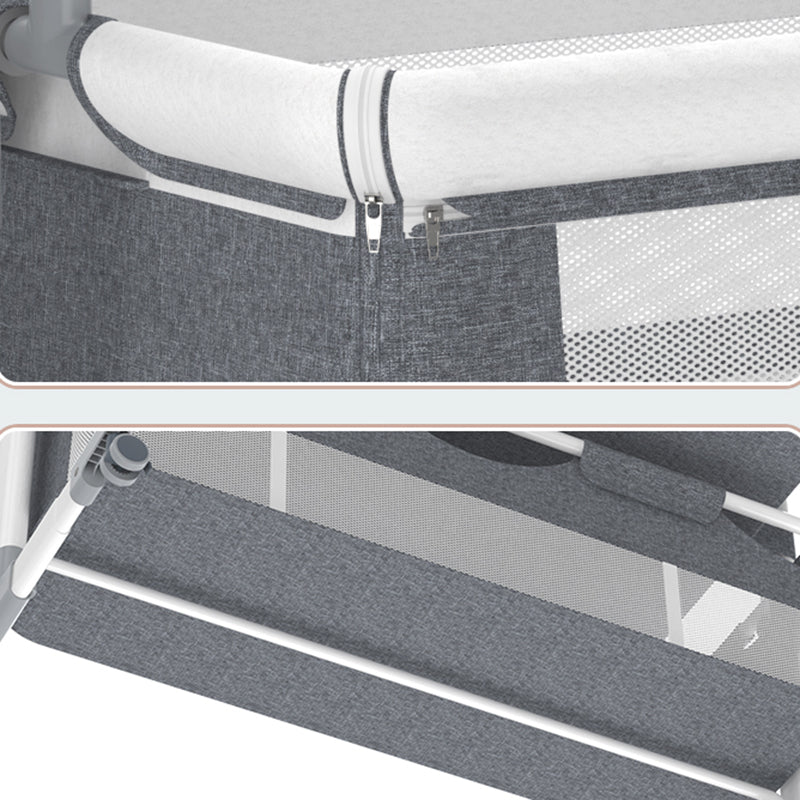 Rocking Crib Cradle Square Metal Cradle with Stand and Storage Shelf for Newborn