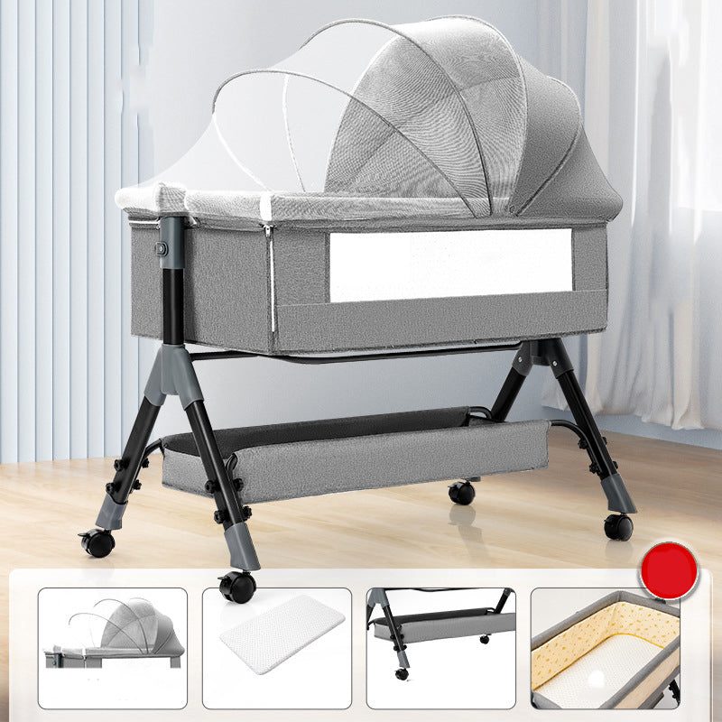 Metal and Fabric Crib Cradle Square / Rectangle Bedside Bassinet