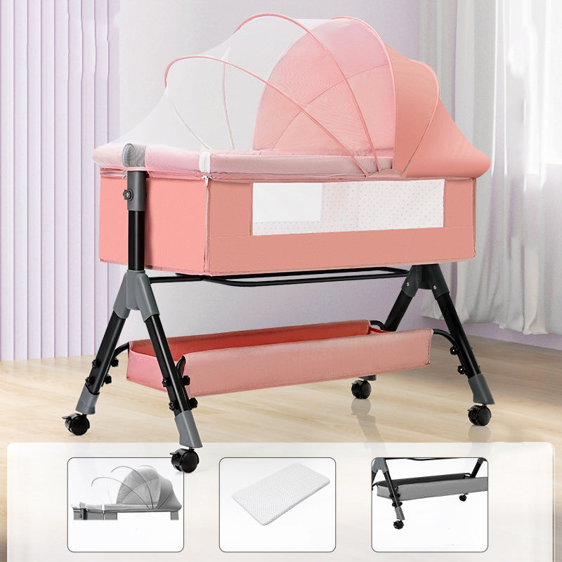 Metal and Fabric Crib Cradle Square / Rectangle Bedside Bassinet