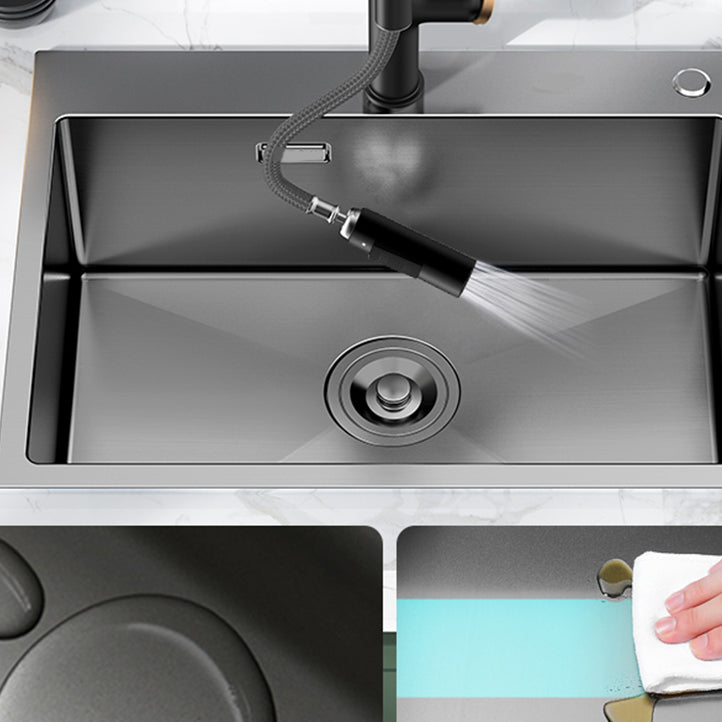 Soundproof Kitchen Sink Overflow Hole Design Kitchen Sink with Drain Assembly