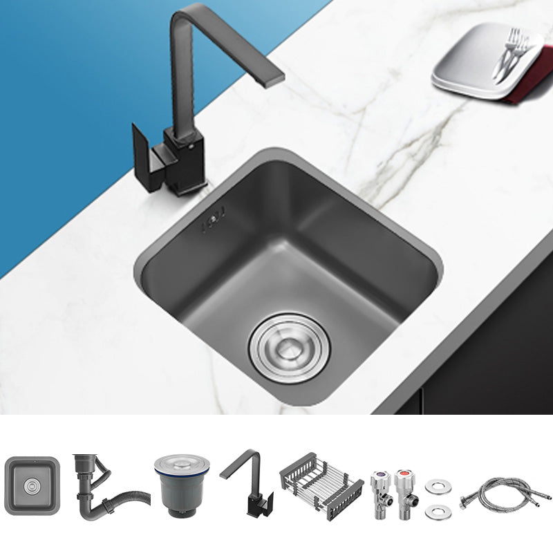 Square Stainless Steel Kitchen Sink Single Bowl Sink with Drain Strainer Kit