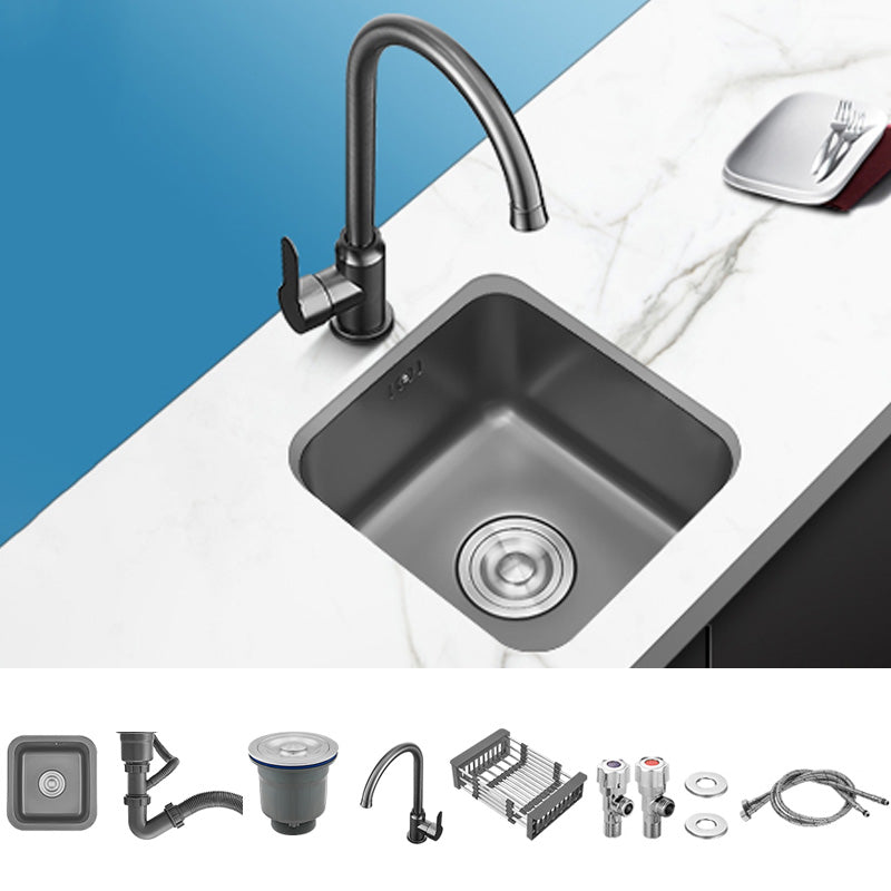 Square Stainless Steel Kitchen Sink Single Bowl Sink with Drain Strainer Kit