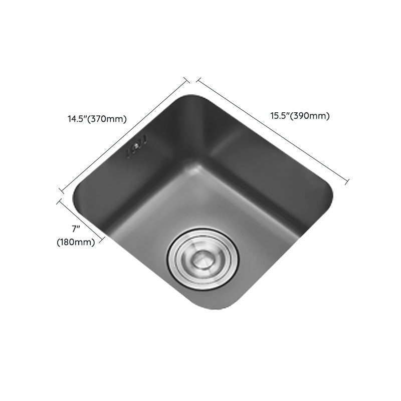 Square Stainless Steel Kitchen Sink Single Bowl Sink with Drain Strainer Kit