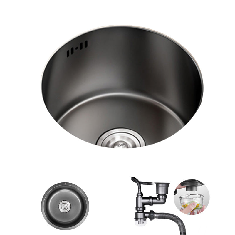 Round Stainless Steel Kitchen Sink Single Bowl Sink with Drain Strainer Kit