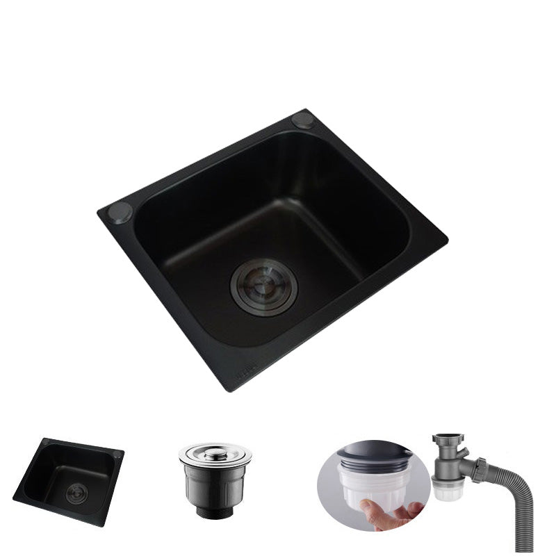 Black Stainless Steel Kitchen Sink Single Bowl Sink with Drain Assembly