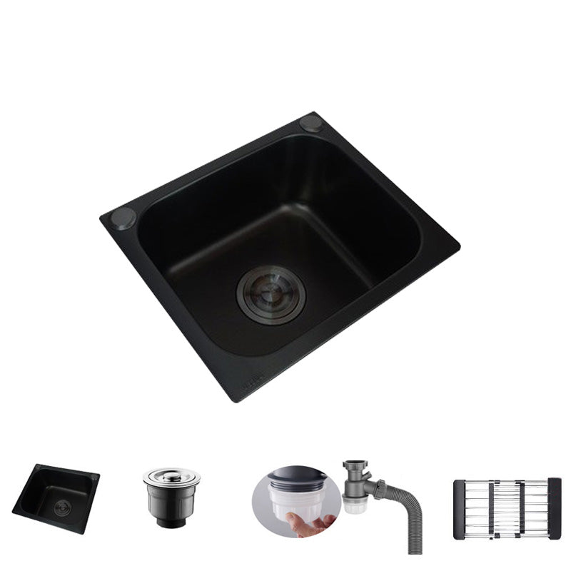 Black Stainless Steel Kitchen Sink Single Bowl Sink with Drain Assembly