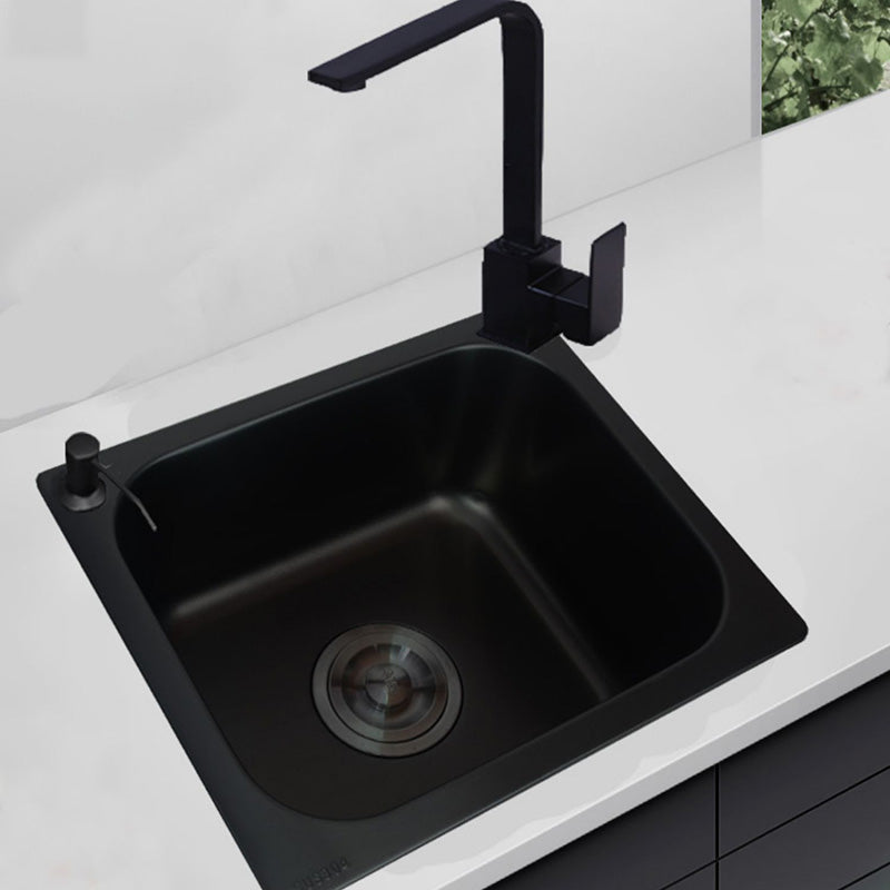 Black Stainless Steel Kitchen Sink Single Bowl Sink with Drain Assembly