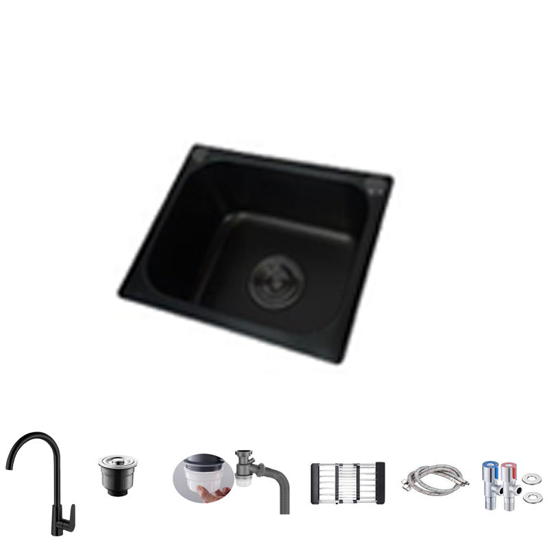 Black Stainless Steel Kitchen Sink Single Bowl Sink with Drain Assembly