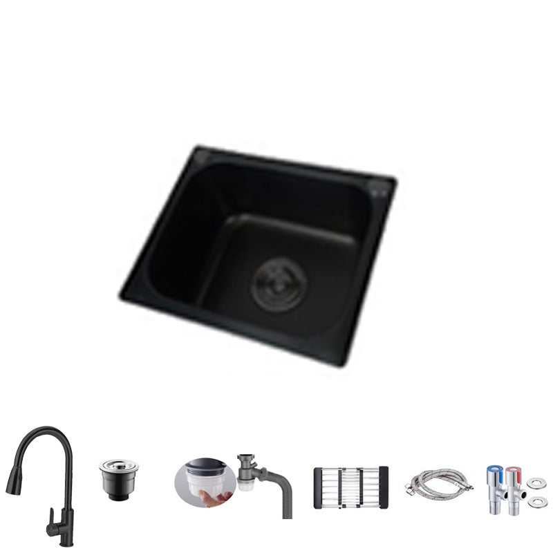 Black Stainless Steel Kitchen Sink Single Bowl Sink with Drain Assembly