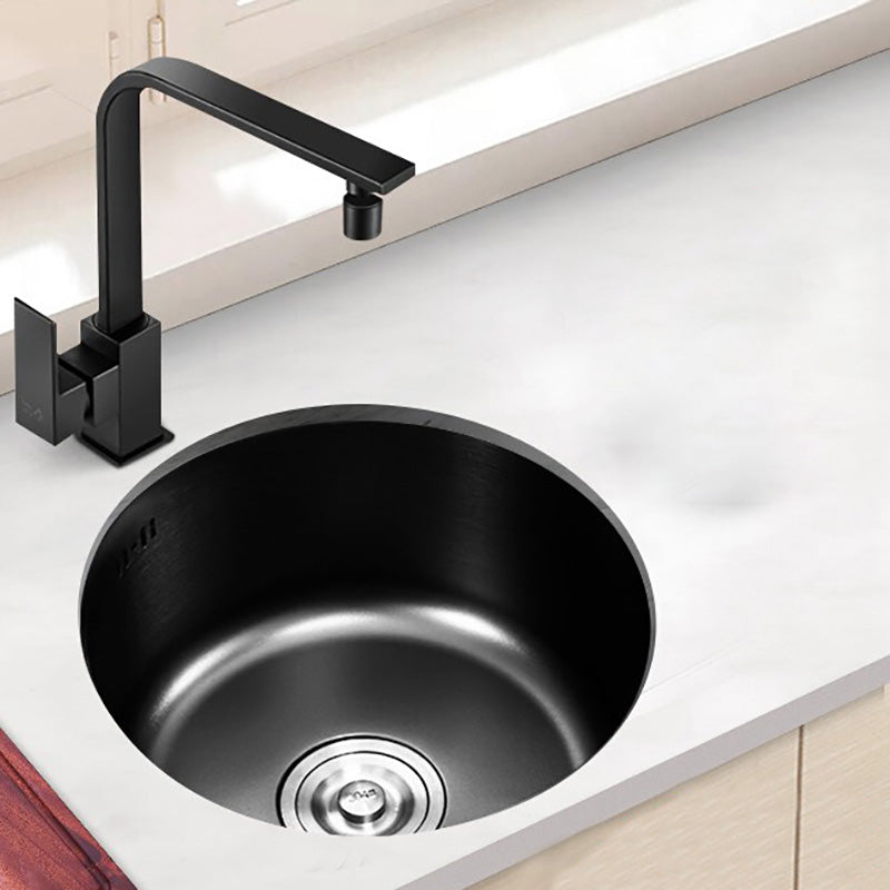 Single Bowl Kitchen Sink Stainless Steel Round Sink with Drain Assembly