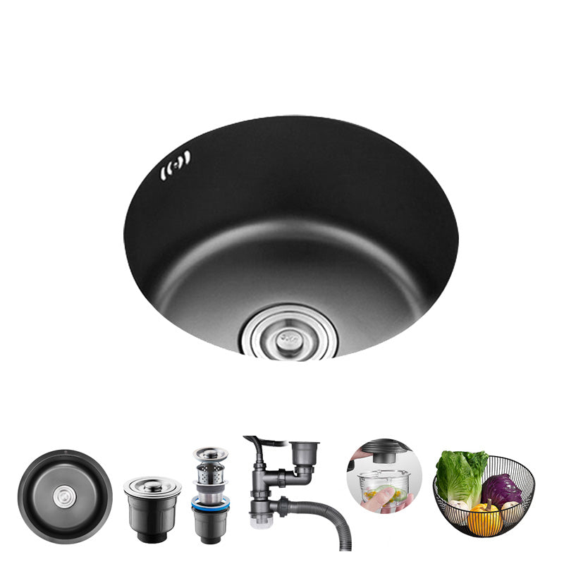 Single Bowl Kitchen Sink Stainless Steel Round Sink with Drain Assembly