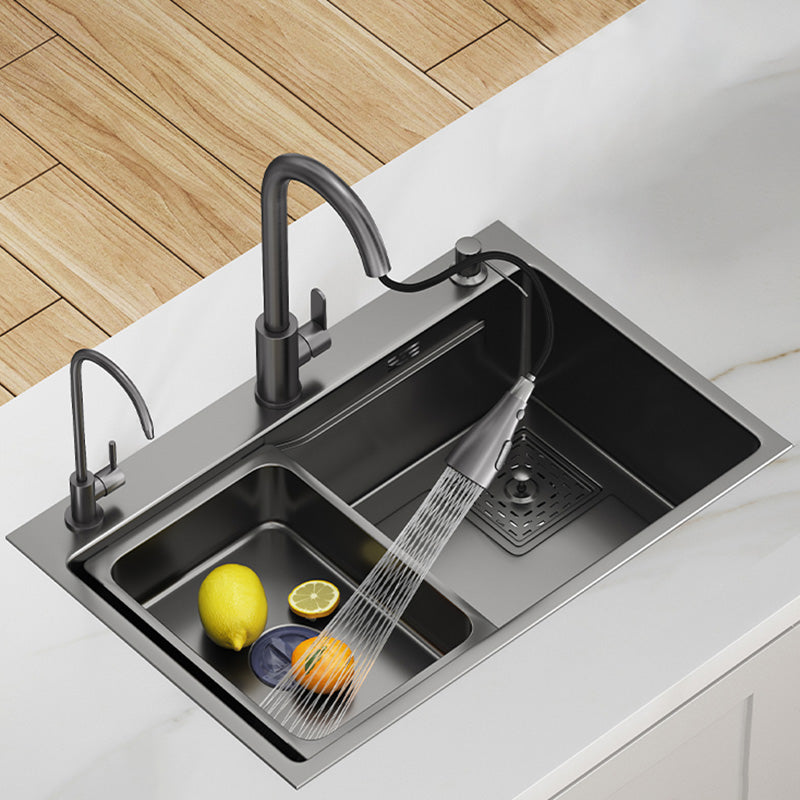 Black Stainless Steel Kitchen Sink Single Bowl Sink with Soap Dispenser