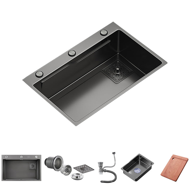 Black Stainless Steel Kitchen Sink Single Bowl Sink with Soap Dispenser