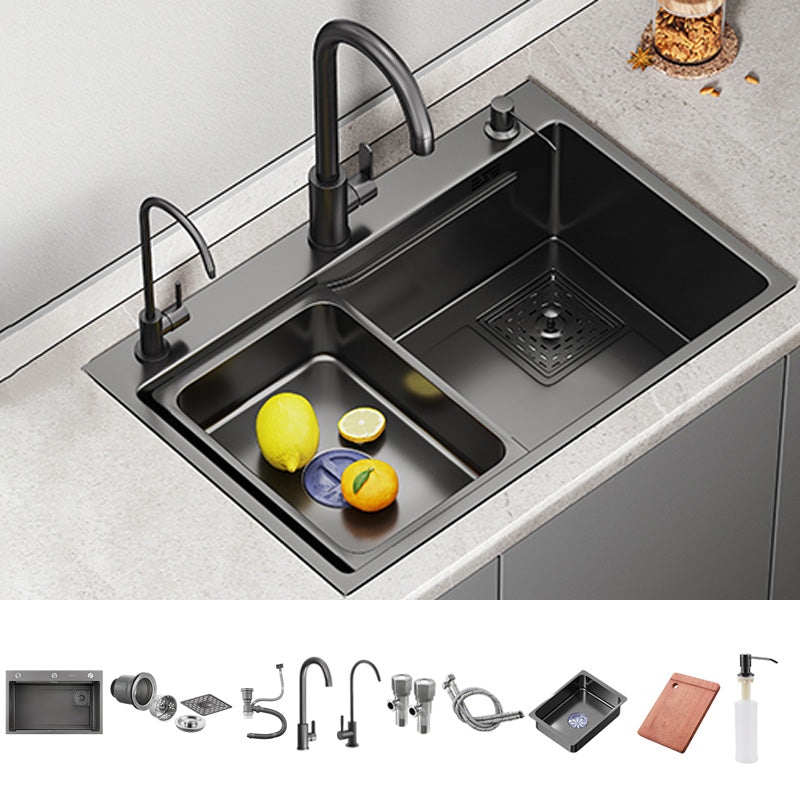 Black Stainless Steel Kitchen Sink Single Bowl Sink with Soap Dispenser