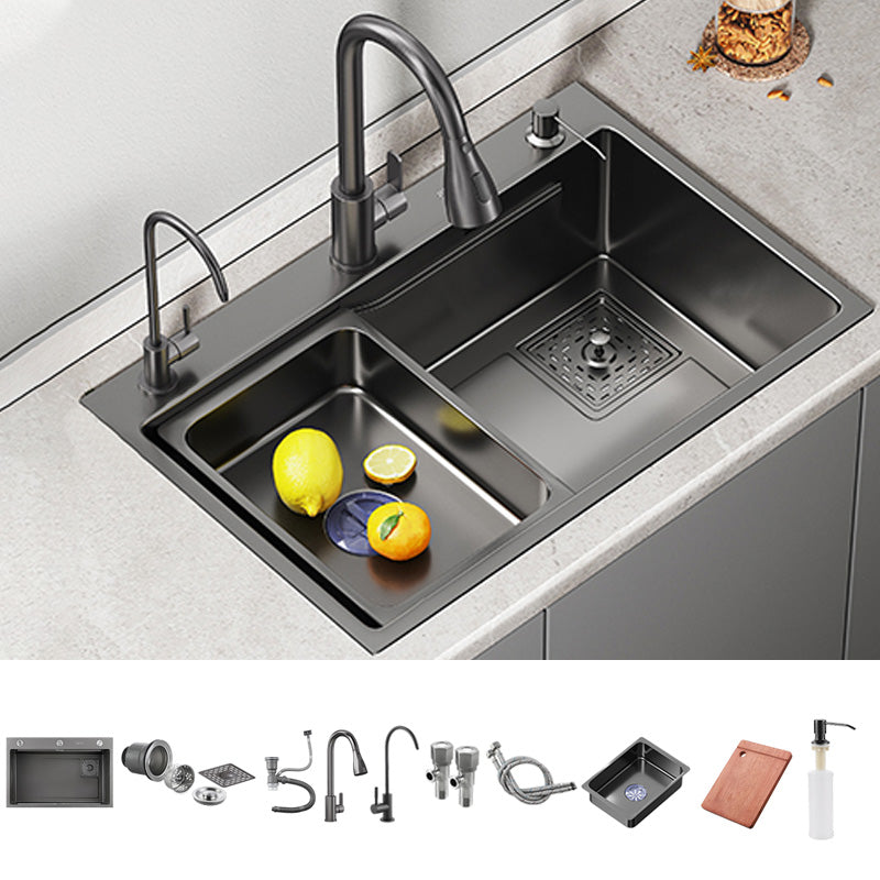 Black Stainless Steel Kitchen Sink Single Bowl Sink with Soap Dispenser