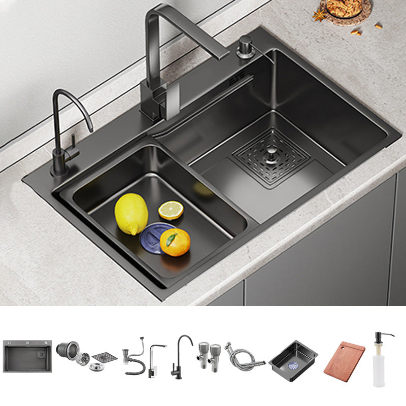 Black Stainless Steel Kitchen Sink Single Bowl Sink with Soap Dispenser