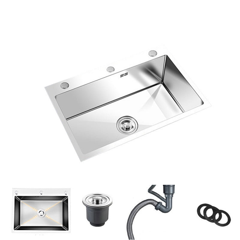 Contemporary Stainless Steel Kitchen Sink Single Bowl Rectangle Sink with Soap Dispenser