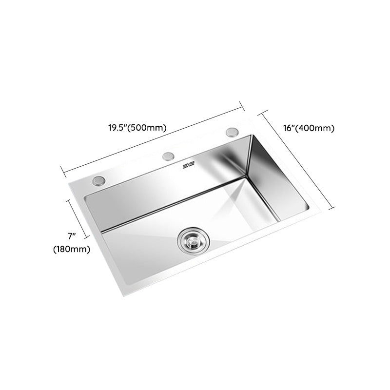 Contemporary Stainless Steel Kitchen Sink Single Bowl Rectangle Sink with Soap Dispenser