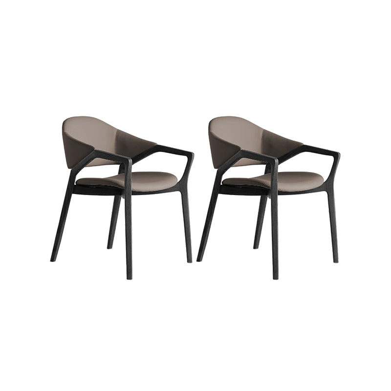 Leather Upholstered Dining Chair Solid Wood Frame Dining Arm Chair