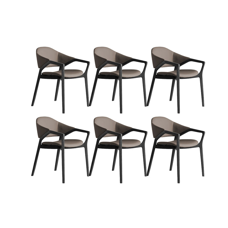 Leather Upholstered Dining Chair Solid Wood Frame Dining Arm Chair