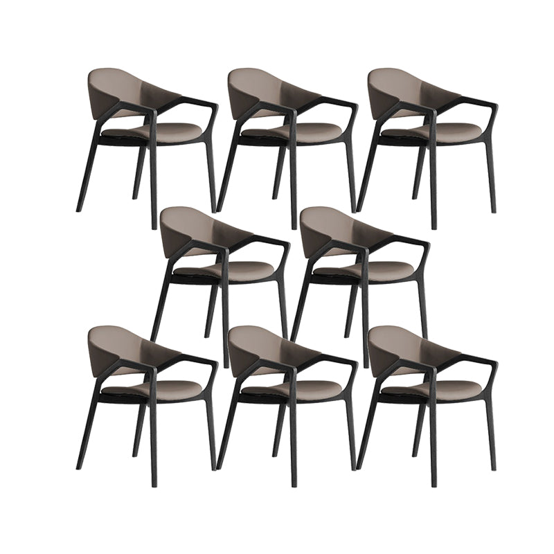 Leather Upholstered Dining Chair Solid Wood Frame Dining Arm Chair