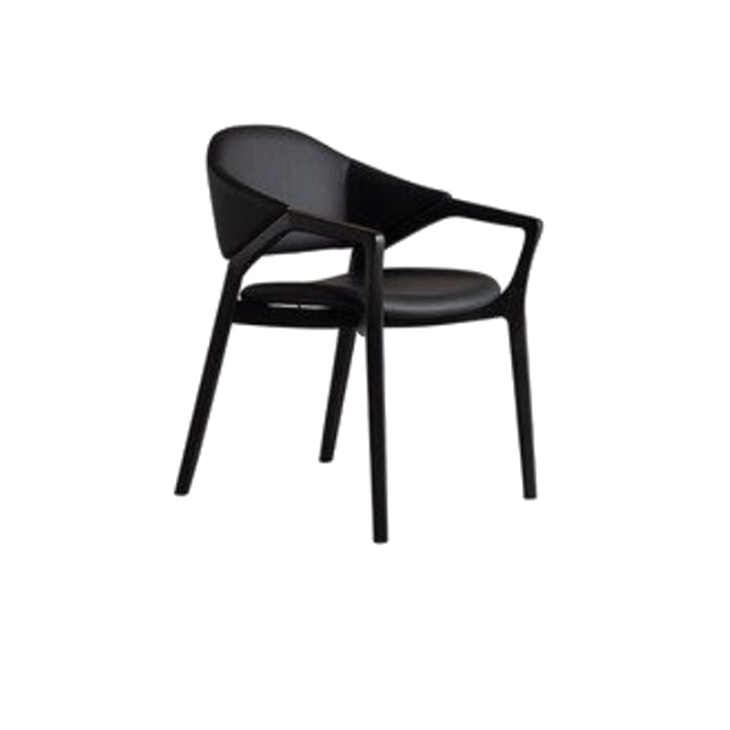 Leather Upholstered Dining Chair Solid Wood Frame Dining Arm Chair