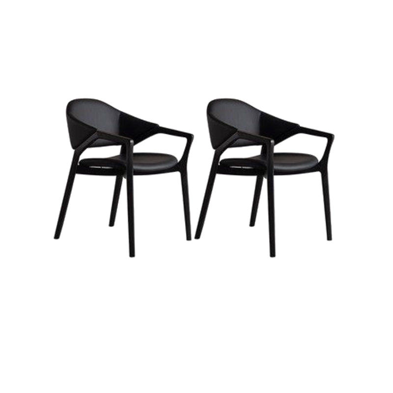 Leather Upholstered Dining Chair Solid Wood Frame Dining Arm Chair