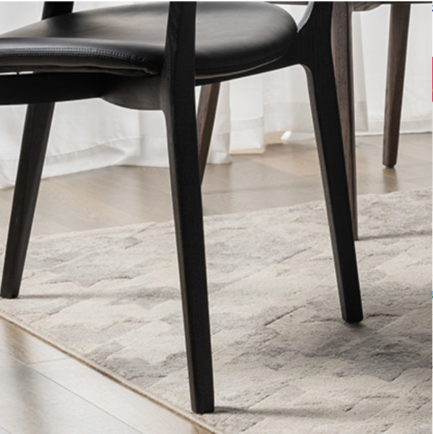 Leather Upholstered Dining Chair Solid Wood Frame Dining Arm Chair
