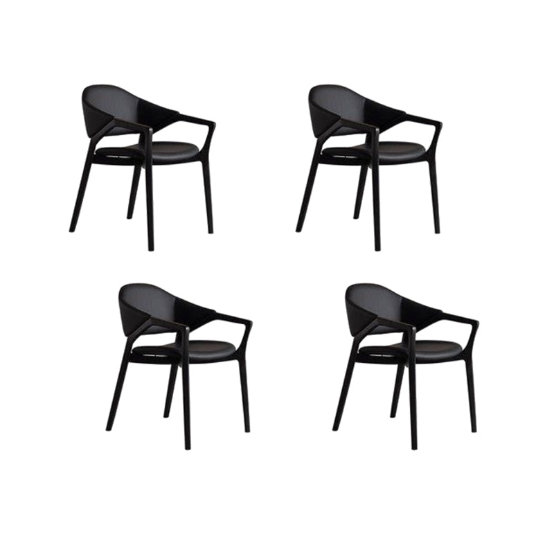Leather Upholstered Dining Chair Solid Wood Frame Dining Arm Chair