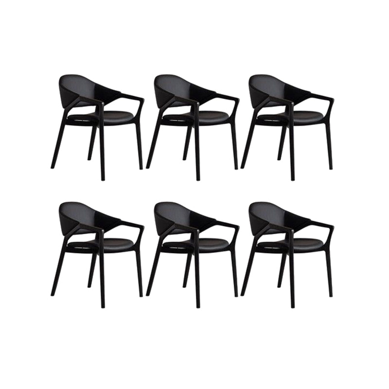 Leather Upholstered Dining Chair Solid Wood Frame Dining Arm Chair