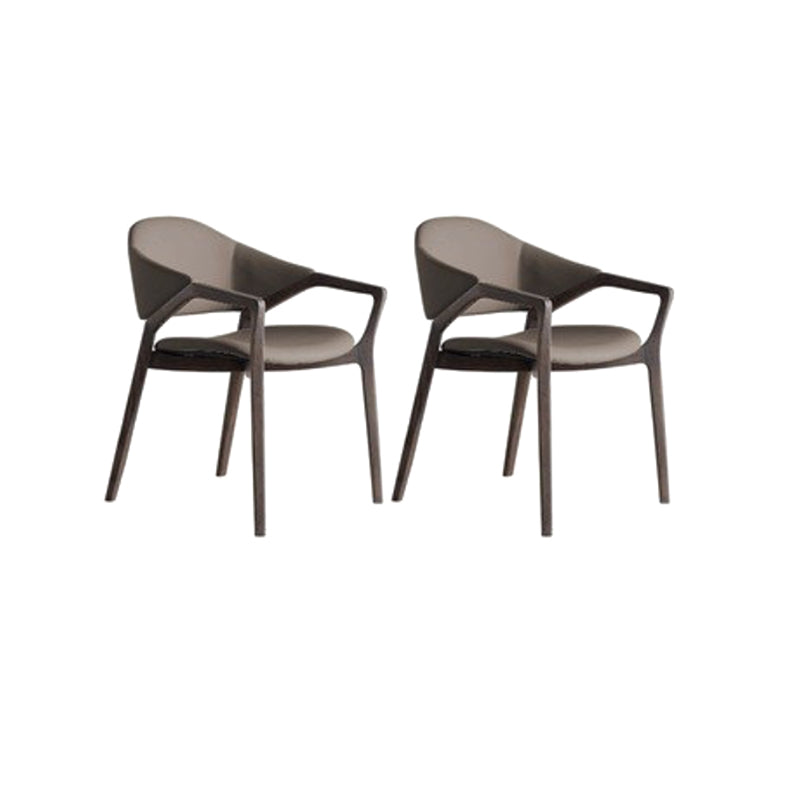 Leather Upholstered Dining Chair Solid Wood Frame Dining Arm Chair