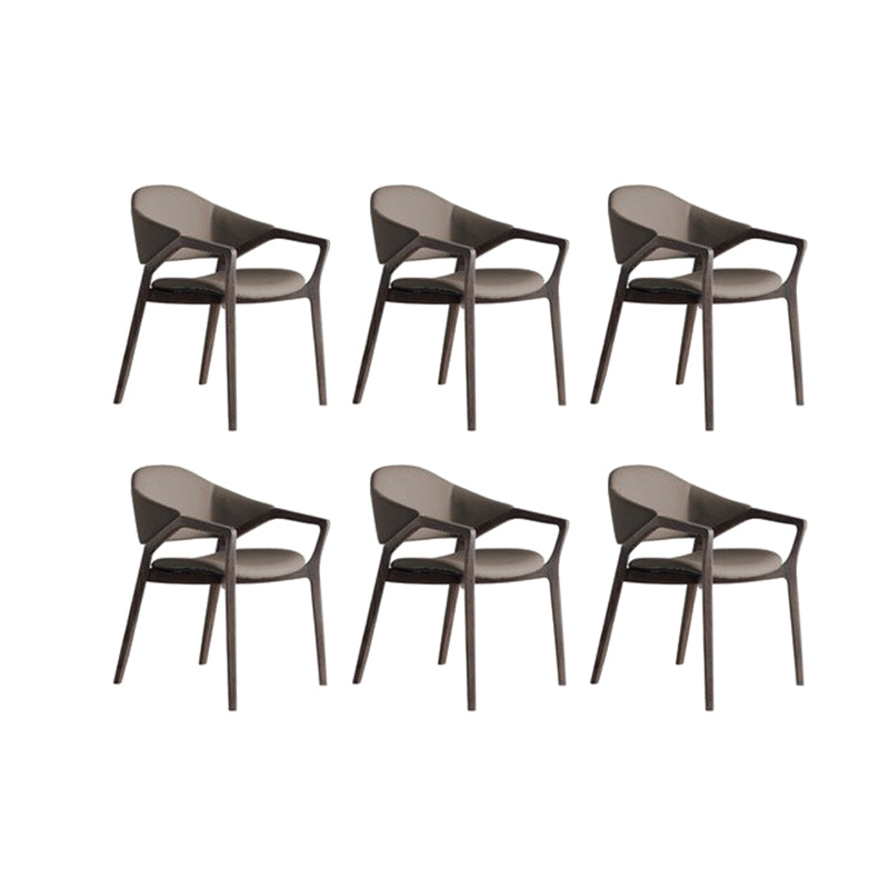 Leather Upholstered Dining Chair Solid Wood Frame Dining Arm Chair