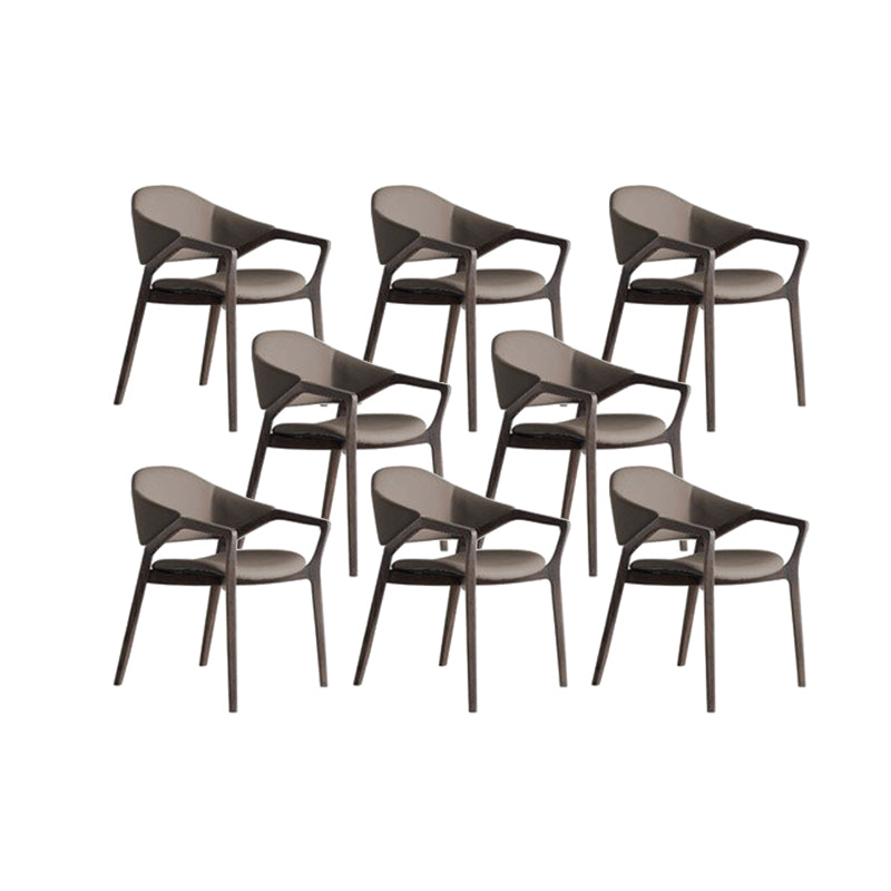 Leather Upholstered Dining Chair Solid Wood Frame Dining Arm Chair