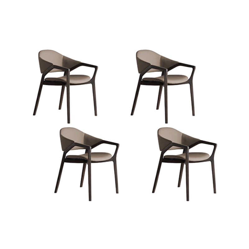 Leather Upholstered Dining Chair Solid Wood Frame Dining Arm Chair