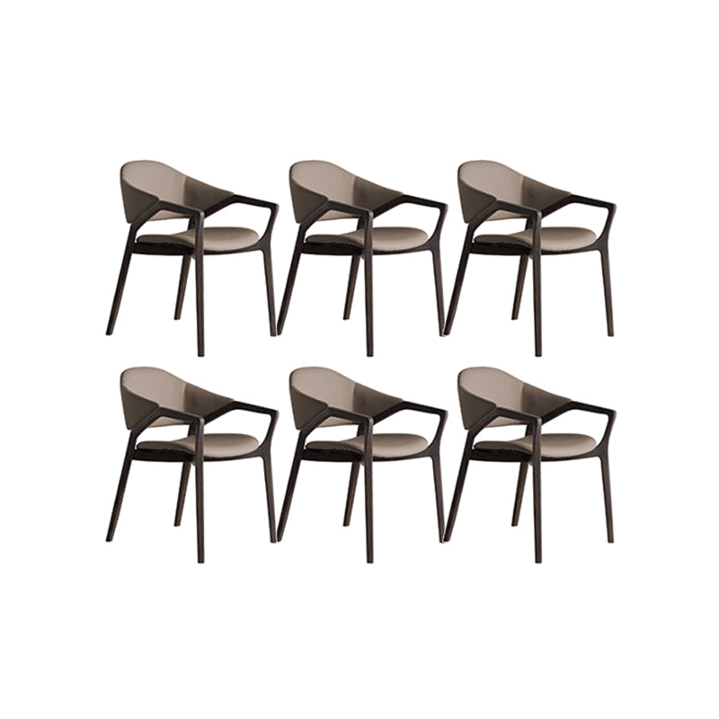 Leather Upholstered Dining Chair Solid Wood Frame Dining Arm Chair