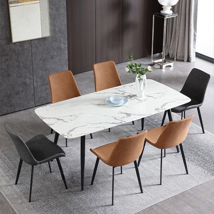 Modern Simple Arm Chair Faux Leather Dining Arm Chair for Dining Room