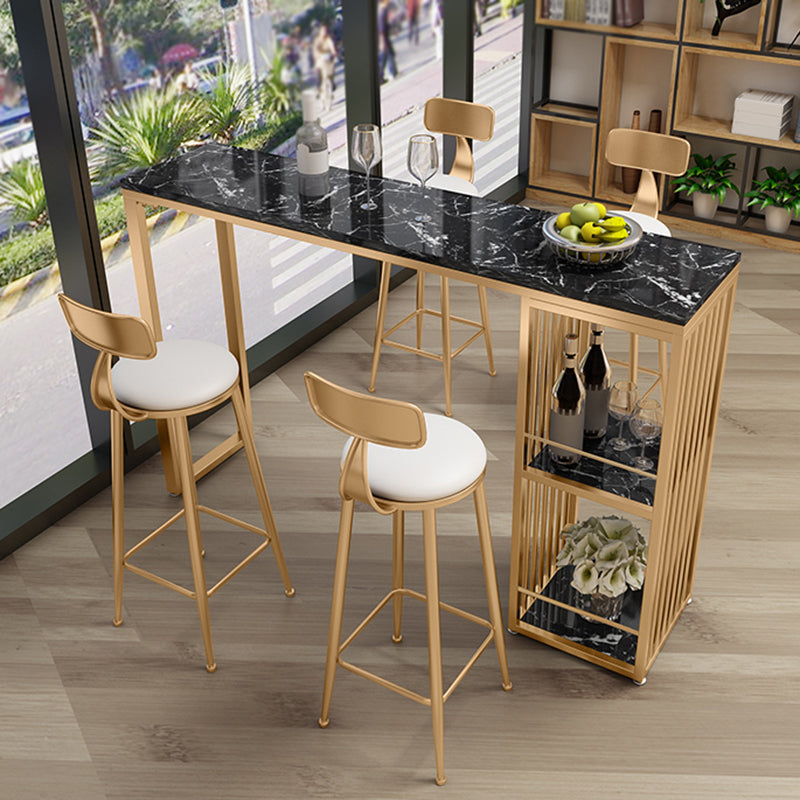 Modern Bar Table Set 1/2/3/5/7 Pcs Faux Marble Rectangular Bar Set for Indoor