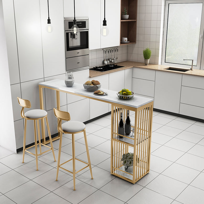 Modern Bar Table Set 1/2/3/5/7 Pcs Faux Marble Rectangular Bar Set for Indoor