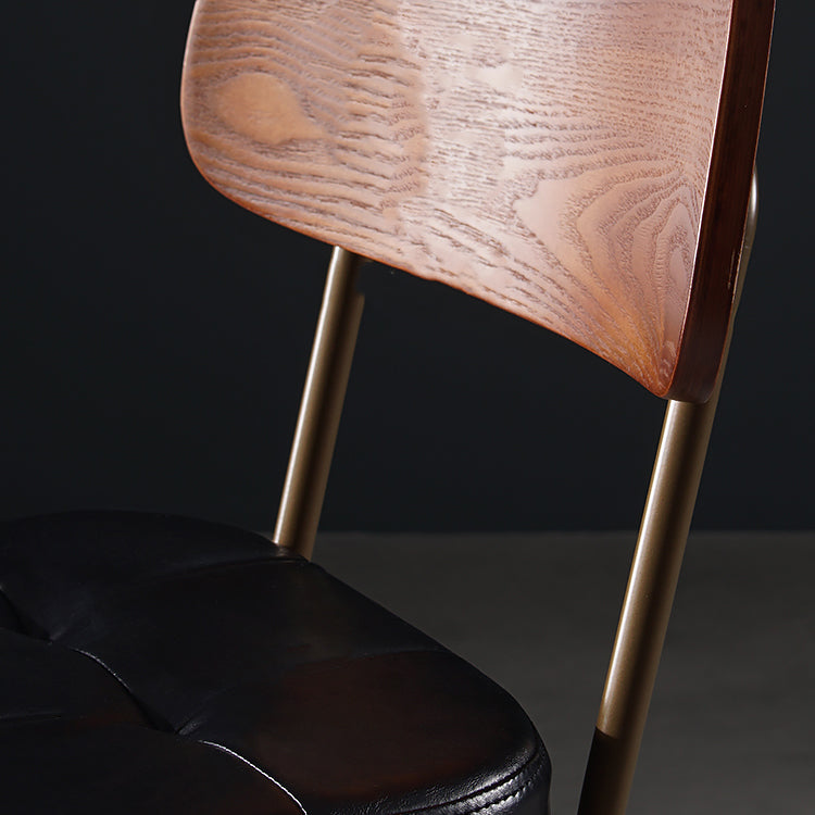 Leather Bar Stools with Wood Frame Contemporary Armless Stools for Home